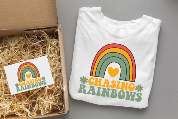 Chasing Rainbow Groovy Svg Design and T-Shirt Designs