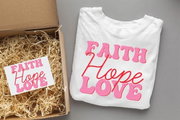 Faith Hope Love Valentine Groovy Design T-Shirt Designs