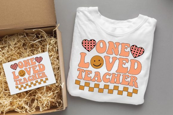 One Loved Teacher valentine Groovy Svg T-Shirt Designs