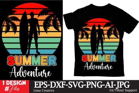 Summer Adventure Retro T-shirt Design